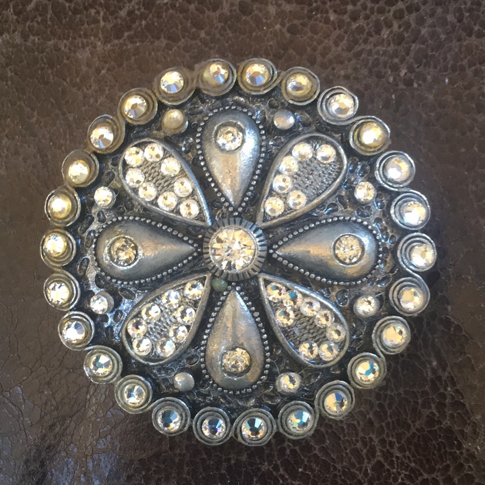 Silver Crystal Belt Buckle